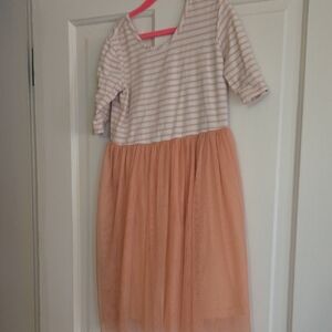 Hanna Andersson Pink and White Striped Dress